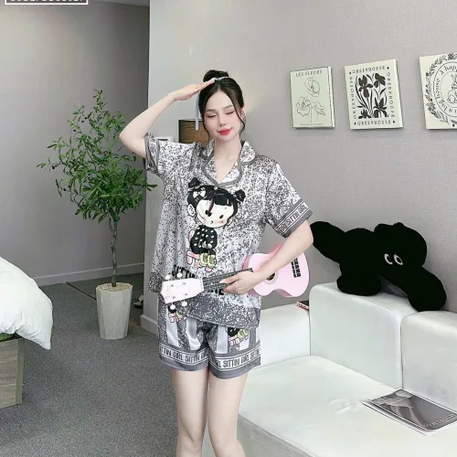 Đồ bộ quần đùi latin áo tay ngắn pijama hình labubu
