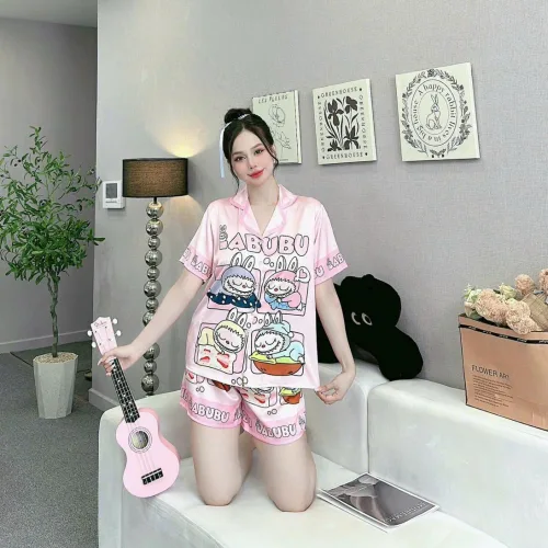 Đồ bộ quần đùi latin áo tay ngắn pijama hình labubu