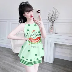 Đồ bộ quần đùi latin áo yếm in nhiều hình khác nhau