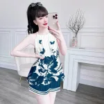 Đồ bộ quần đùi latin áo yếm in nhiều hình khác nhau