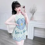 Đồ bộ quần đùi latin áo yếm in nhiều hình khác nhau