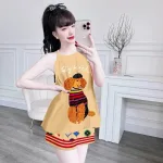 Đồ bộ quần đùi latin áo yếm in nhiều hình khác nhau