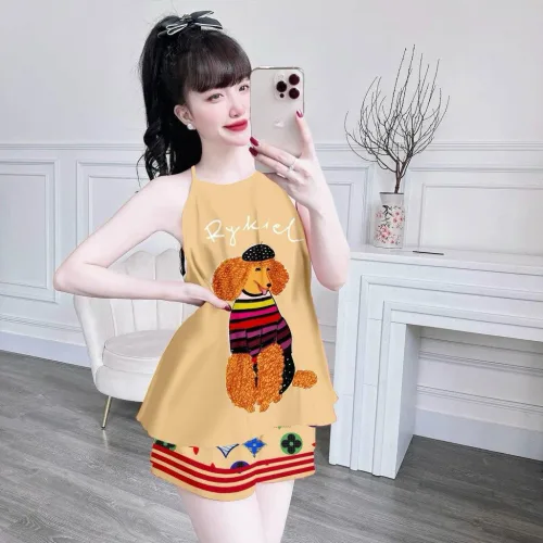 Đồ bộ quần đùi latin áo yếm in nhiều hình khác nhau