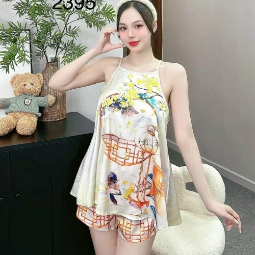 Đồ bộ quần đùi latin áo yếm in nhiều hoạ tiết đẹp