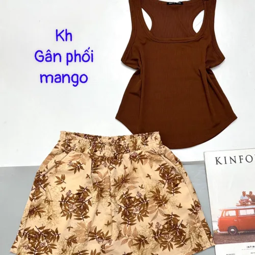 Đồ bộ quần đùi mango áo ba lỗ gân