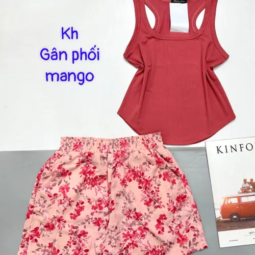 Đồ bộ quần đùi mango áo ba lỗ gân