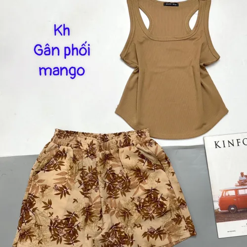 Đồ bộ quần đùi mango áo ba lỗ gân