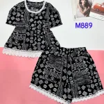 Đồ bộ quần đùi mango áo phối ren nút nhiều hoạ tiết đẹp