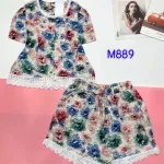 Đồ bộ quần đùi mango áo phối ren nút nhiều hoạ tiết đẹp