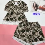 Đồ bộ quần đùi mango áo phối ren nút nhiều hoạ tiết đẹp