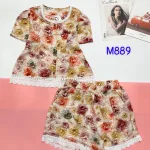 Đồ bộ quần đùi mango áo phối ren nút nhiều hoạ tiết đẹp