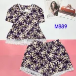 Đồ bộ quần đùi mango áo phối ren nút nhiều hoạ tiết đẹp