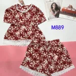 Đồ bộ quần đùi mango áo phối ren nút nhiều hoạ tiết đẹp