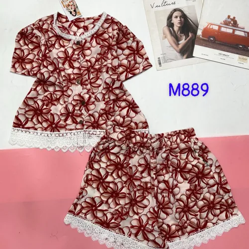 Đồ bộ quần đùi mango áo phối ren nút nhiều hoạ tiết đẹp