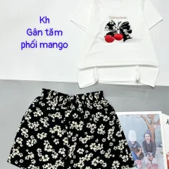 Đồ bộ quần đùi mango áo thun tay ngắn vải gân tăm