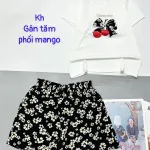 Đồ bộ quần đùi mango áo thun tay ngắn vải gân tăm