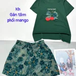 Đồ bộ quần đùi mango áo thun tay ngắn vải gân tăm