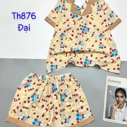 Đồ bộ quần đùi mango pijama có túi trước in nhiều hình