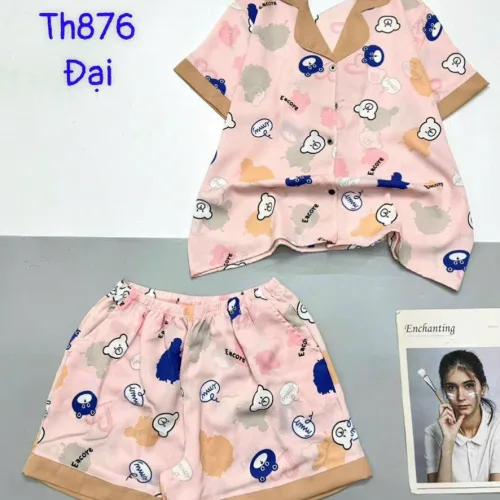 Đồ bộ quần đùi mango pijama có túi trước in nhiều hình