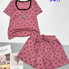 Đồ bộ quần đùi ống rộng áo ba thun cổ tròn