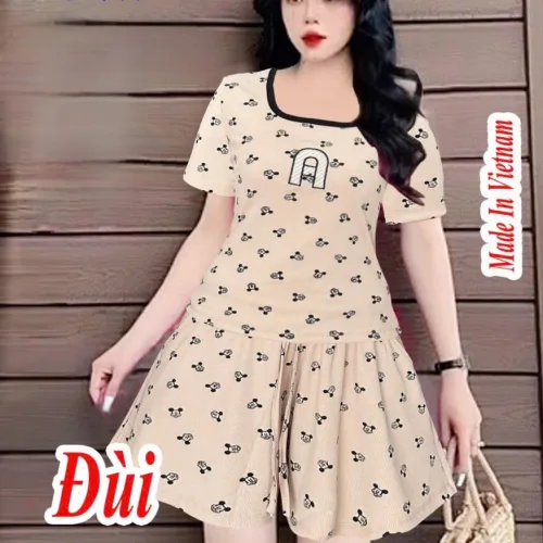 Đồ bộ quần đùi ống rộng áo ba thun cổ tròn