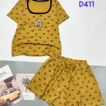 Đồ bộ quần đùi ống rộng áo ba thun cổ tròn