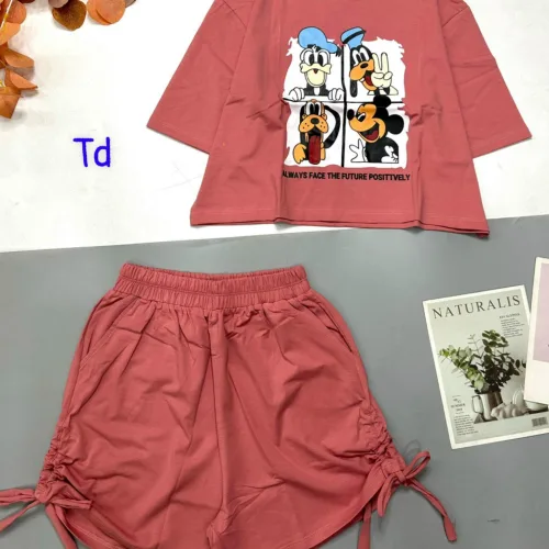 Đồ bộ quần đùi rút dây áo croptop cổ tròn in hình thú