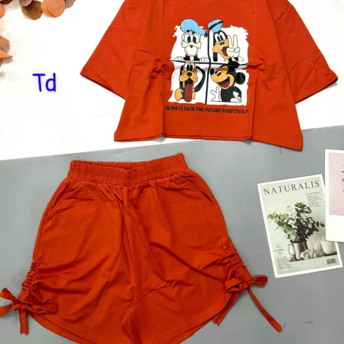 Đồ bộ quần đùi rút dây áo croptop cổ tròn in hình thú