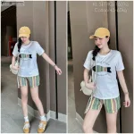 Đồ bộ quần đùi sọc  áo tay ngắn in hình con cá