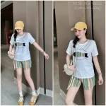 Đồ bộ quần đùi sọc  áo tay ngắn in hình con cá