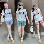 Đồ bộ quần đùi sọc  áo tay ngắn in hình con cá