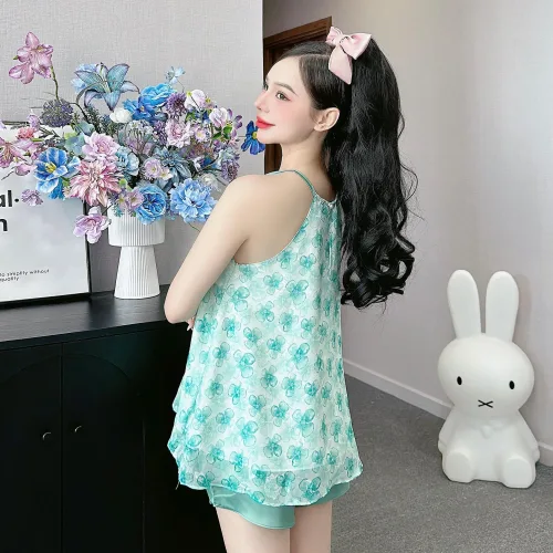 Đồ bộ quần đùi tonl áo yếm 2 lớp in nhiều hình khác nhau