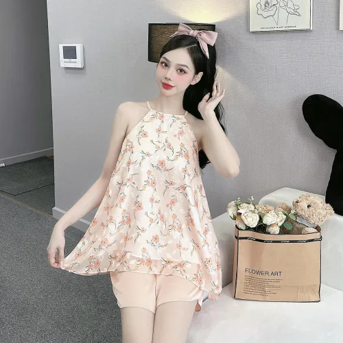 Đồ bộ quần đùi tonl áo yếm 2 lớp in nhiều hình khác nhau