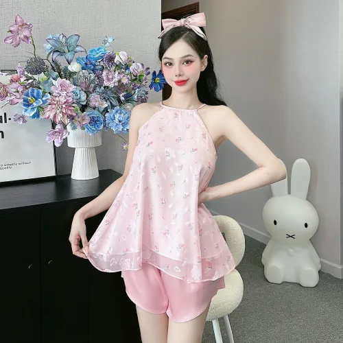 Đồ bộ quần đùi tonl áo yếm 2 lớp in nhiều hình khác nhau