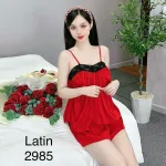 Đồ bộ quần đùi trơn latin áo hai dây phối ren