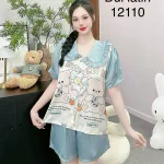 Đồ bộ  quần đùi trơn latin áo tay phồng