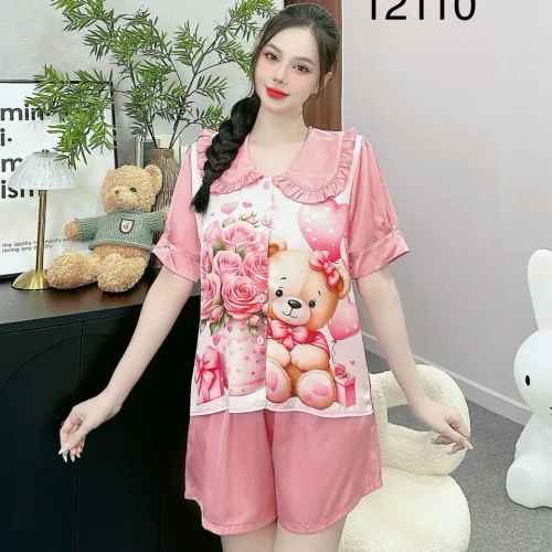Đồ bộ  quần đùi trơn latin áo tay phồng