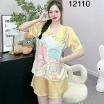 Đồ bộ  quần đùi trơn latin áo tay phồng