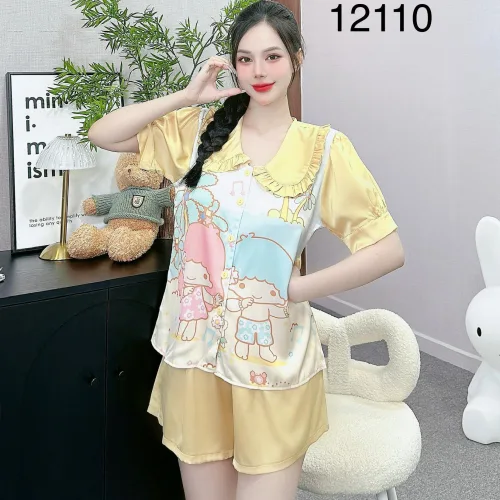 Đồ bộ  quần đùi trơn latin áo tay phồng