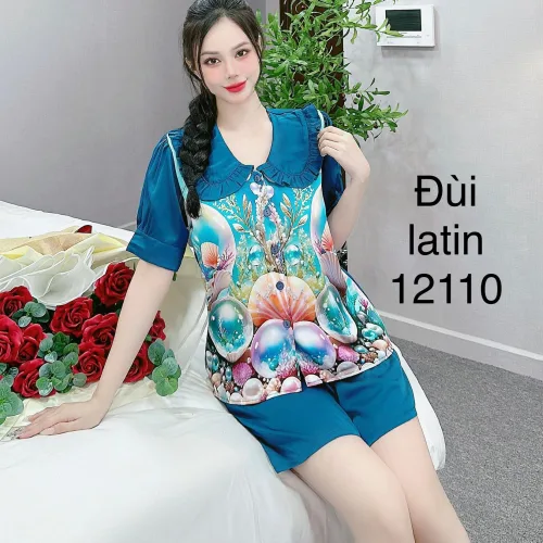 Đồ bộ  quần đùi trơn latin áo tay phồng