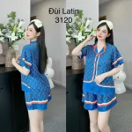 Đồ bộ quần đùi viền latin áo tay ngắn cổ bẻ in nhiều hình dễ thương