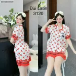 Đồ bộ quần đùi viền latin áo tay ngắn cổ bẻ in nhiều hình dễ thương