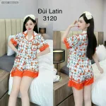 Đồ bộ quần đùi viền latin áo tay ngắn cổ bẻ in nhiều hình dễ thương