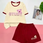 Đồ bộ quần đùiu tay áo ngắn in thỏ STUDY