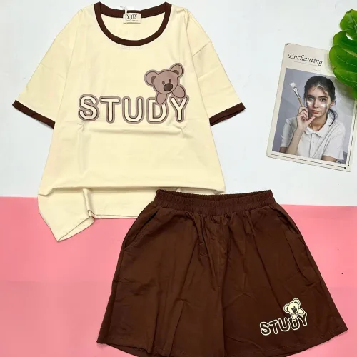 Đồ bộ quần đùiu tay áo ngắn in thỏ STUDY