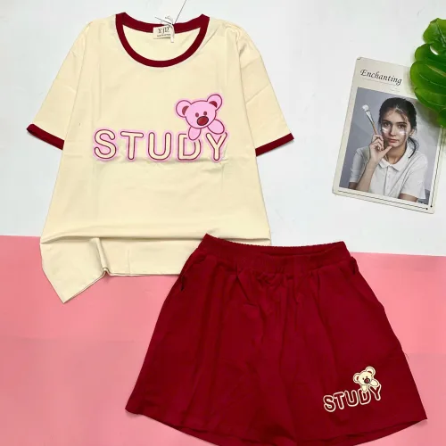Đồ bộ quần đùiu tay áo ngắn in thỏ STUDY