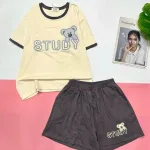 Đồ bộ quần đùiu tay áo ngắn in thỏ STUDY