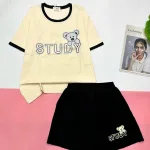 Đồ bộ quần đùiu tay áo ngắn in thỏ STUDY