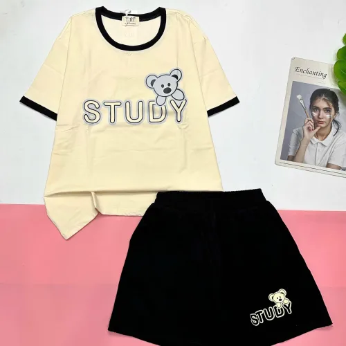 Đồ bộ quần đùiu tay áo ngắn in thỏ STUDY