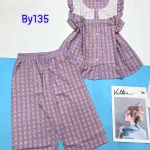 Đồ bộ quần lửng áo caro cotton phối ren tay ngắn